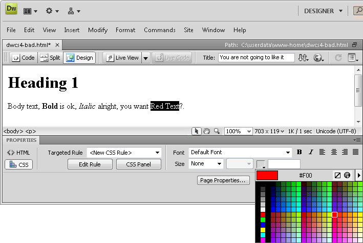 text on image dreamweaver