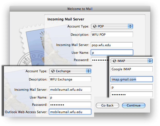 setting up mac mail outgoing imap server