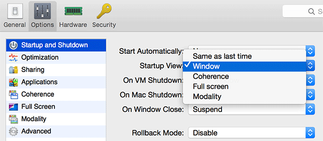 remove parallels access from startup