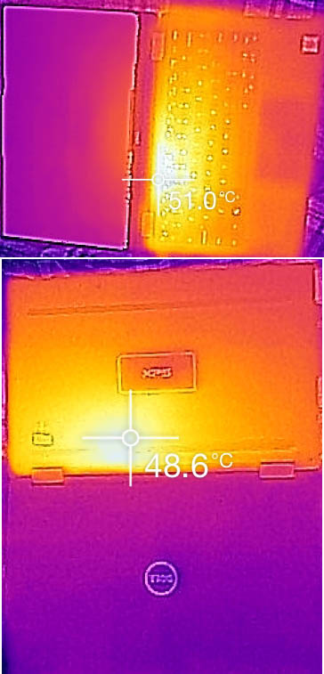 FLIR thermal image 51°C near hinge on top 48°C on bottom