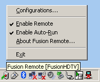 fusionremote tray