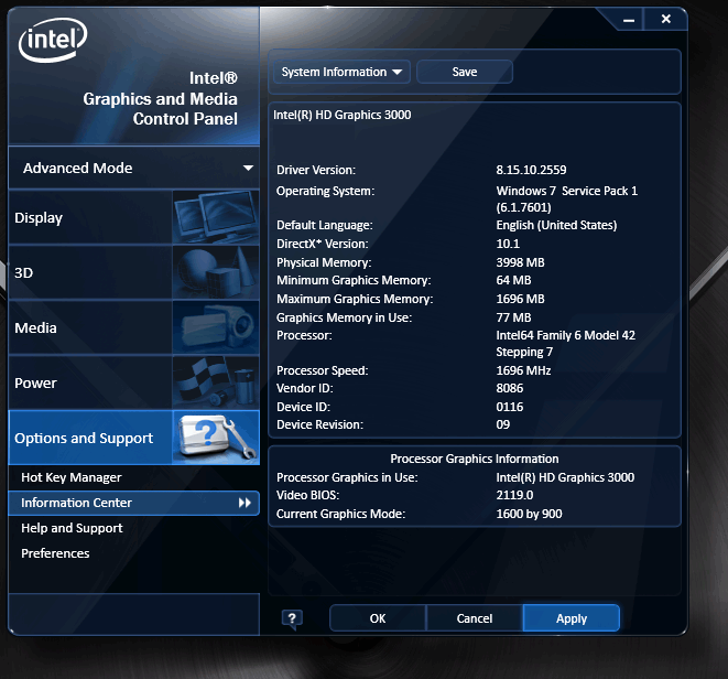 Intel HD Graphics 3000