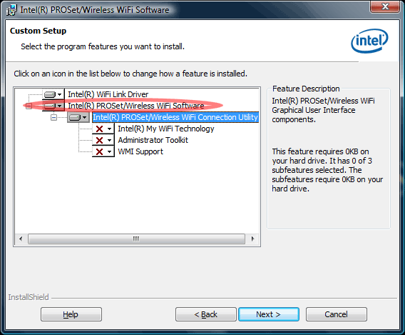 run the Intel PROSet/Wireless WiFi Software setup, uninstall the Intel ...