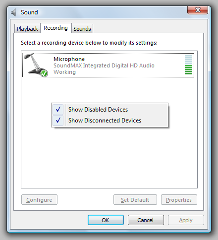 Vista Disable Recording Devices