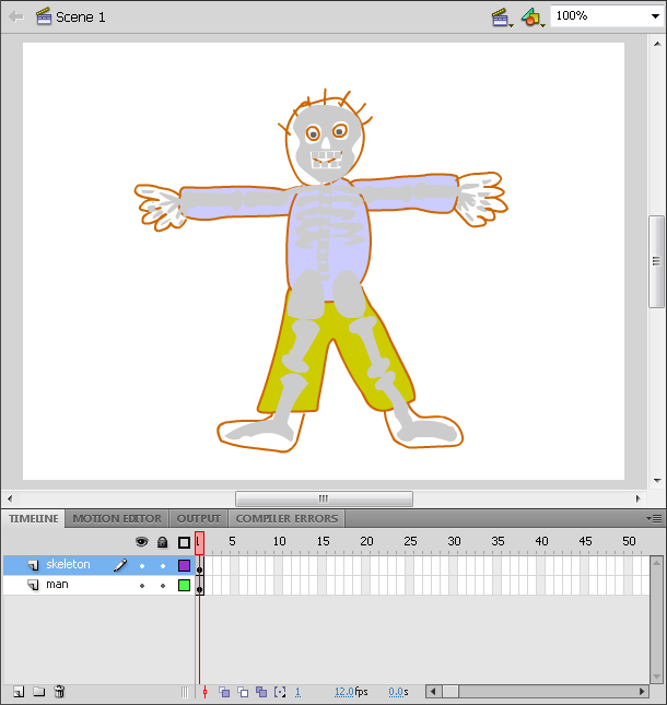 screenshot of drawing body and skeleton