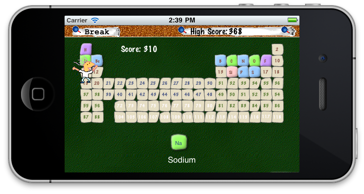 screenshot of periodic table tiles iphone game