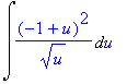 Int((-1+u)^2/(sqrt(u)),u)
