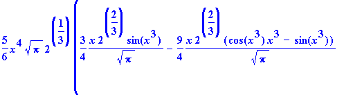 1/6*x^5*sqrt(Pi)*2^(1/3)*(3/4*x*2^(2/3)*sin(x^3)/(s...