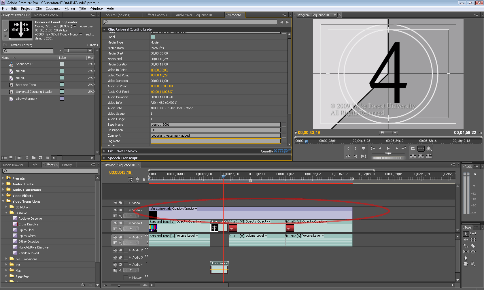 premier pro cs4 4.2.1 how do i fade out a video