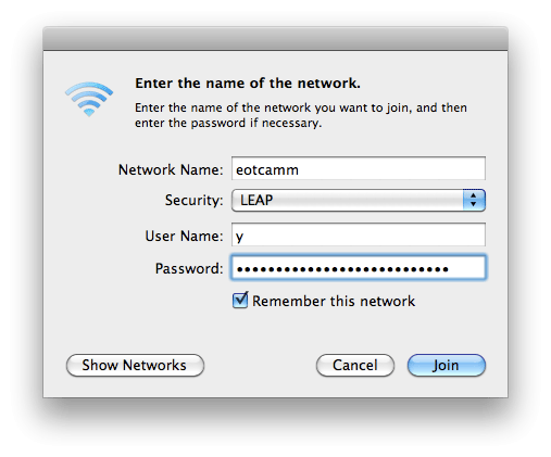 Apple Mac OS X LEAP Wireless Setup