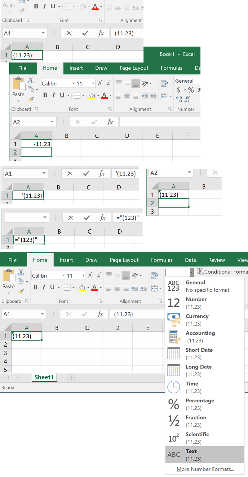 excel for mac use parentheses for negative numbers