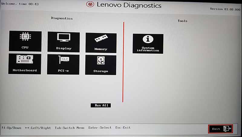 bios lenovo diagnostics