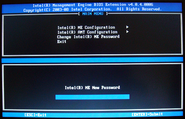 Intel management engine. MEBX Setup menu что это.