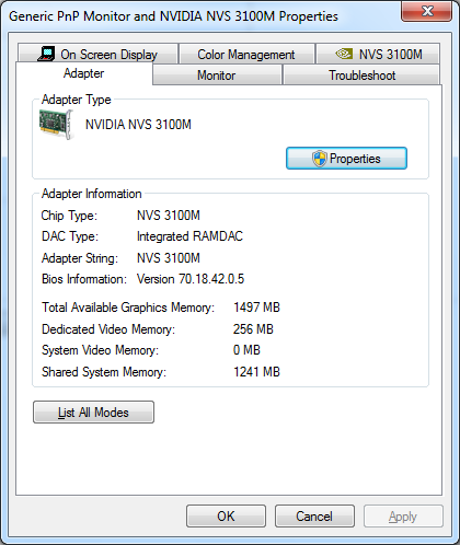 nvidia nvs 3100m driver windows 7