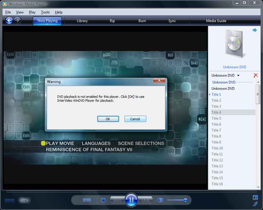 Vista Media Player DVD Playback Not Enable